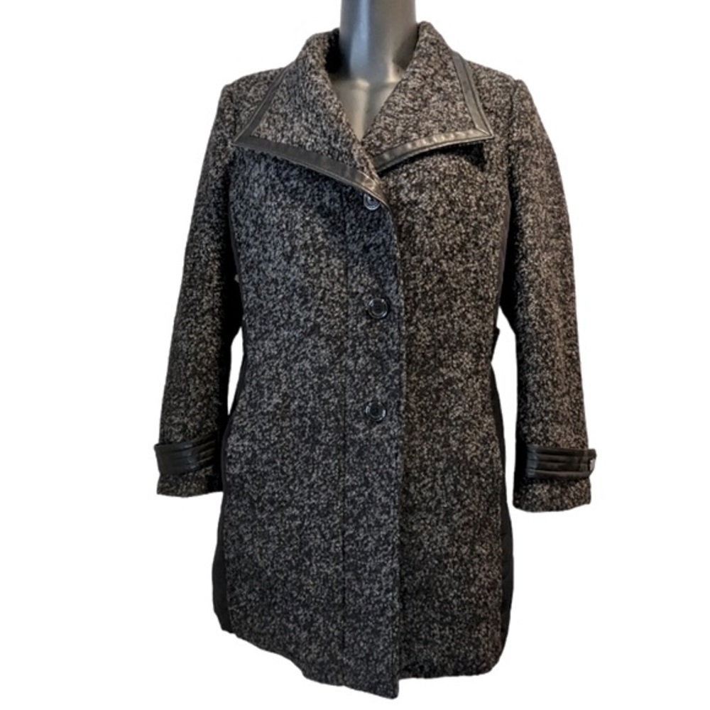 Grey & Black Claire France Wool Coat Sz 14